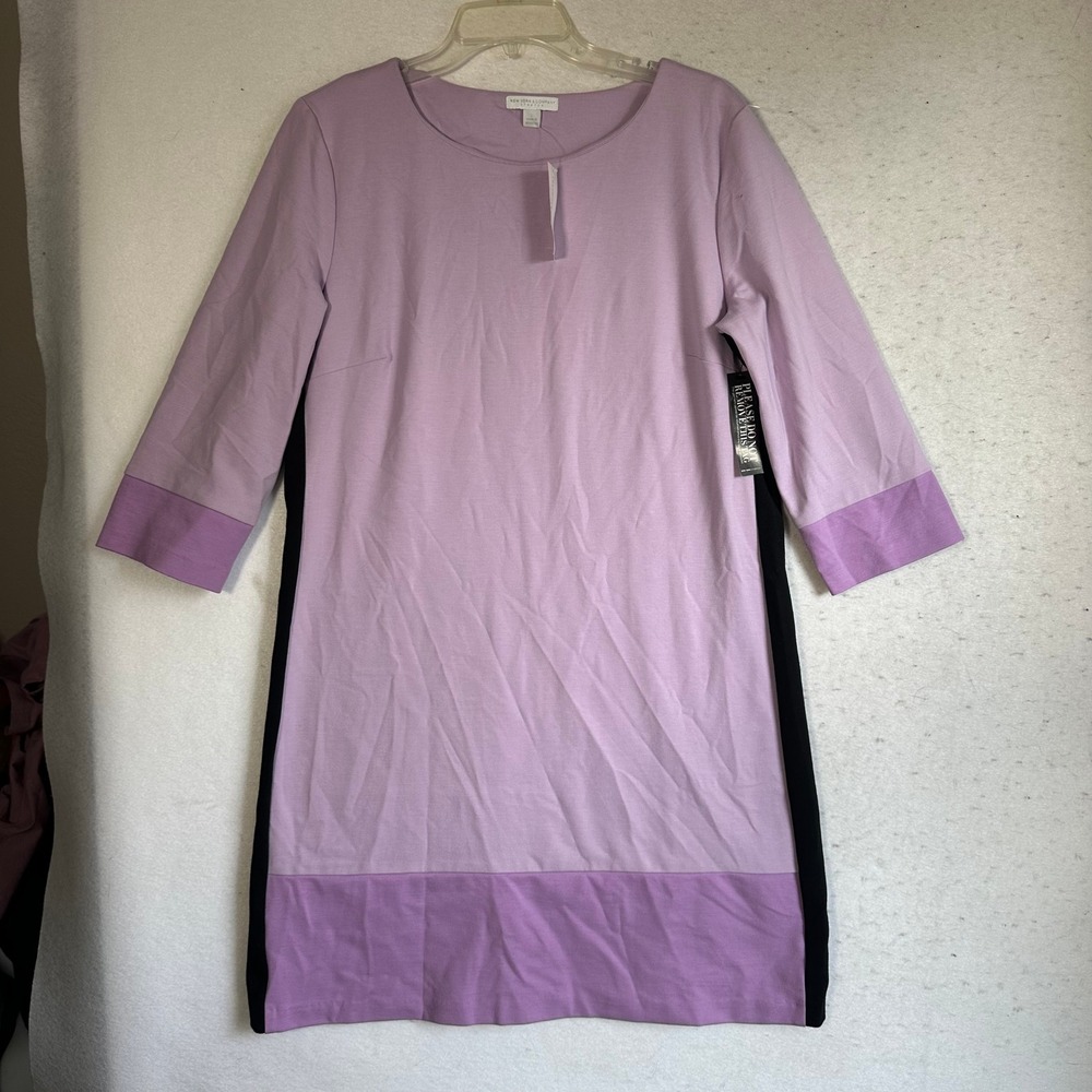 New York & Company NY&C Purple Colorblock 3/4 Sleeve Shift Dress Large NWT